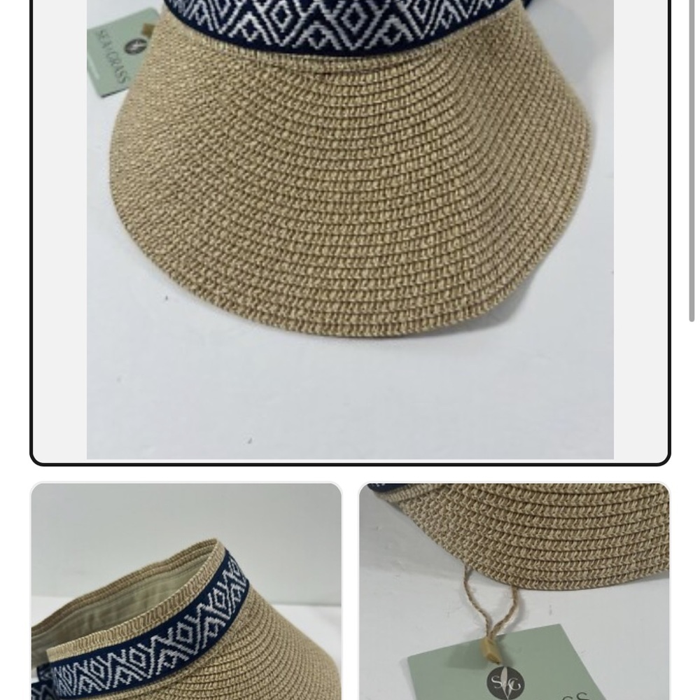 Woven Straw Bag with Blue Patterned Strap